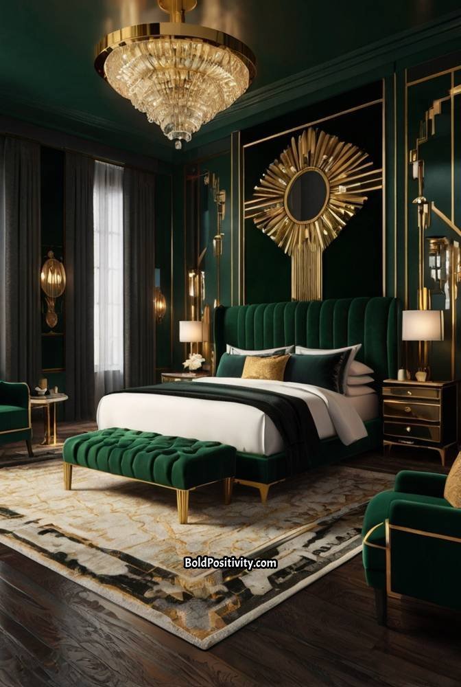 16. Art Deco Glam Bedroom with Luxe Finishes_
