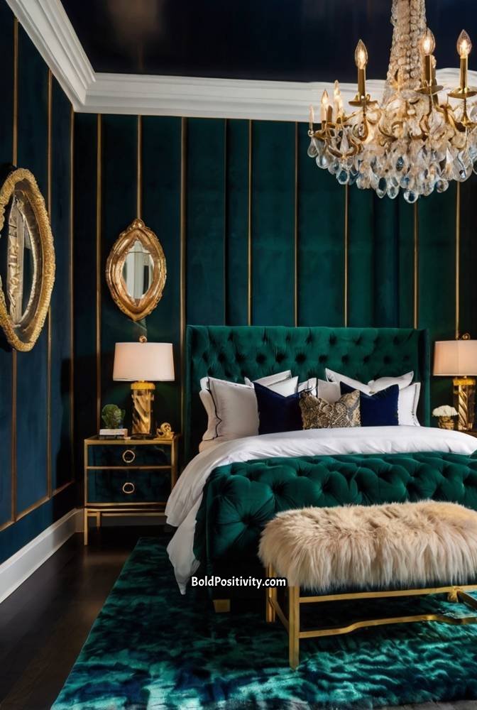 17. Eclectic Glam Bedroom with Luxe Touches_