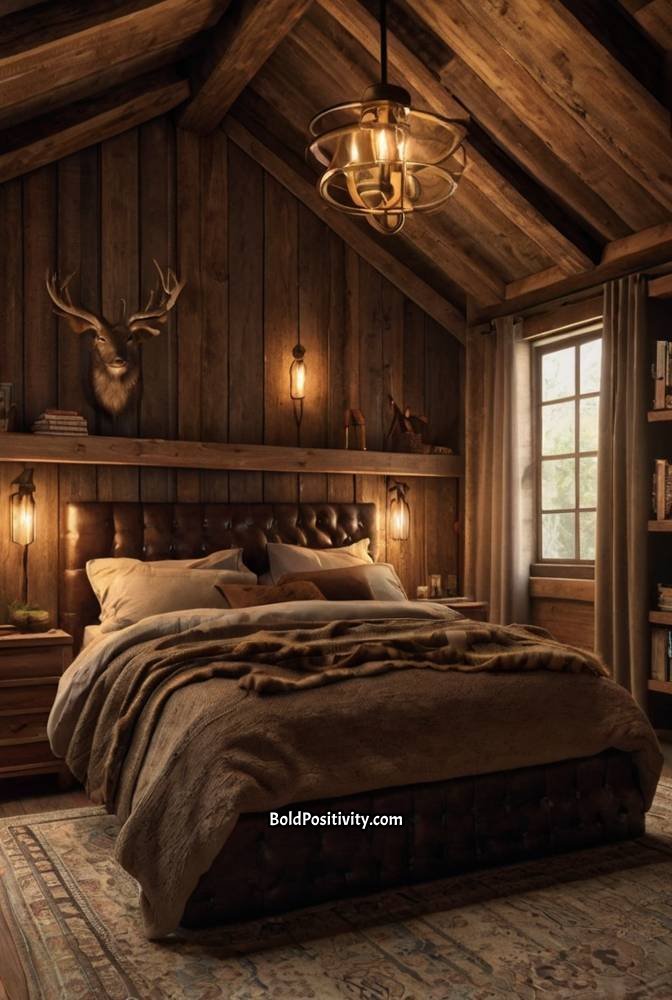 2. Cozy Chocolate Brown Bedroom with Rustic Charm