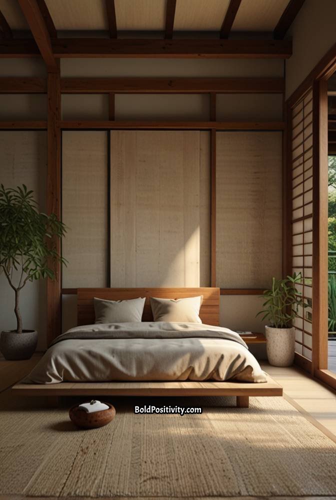2. Minimalist Zen Bedroom with Floor Futon