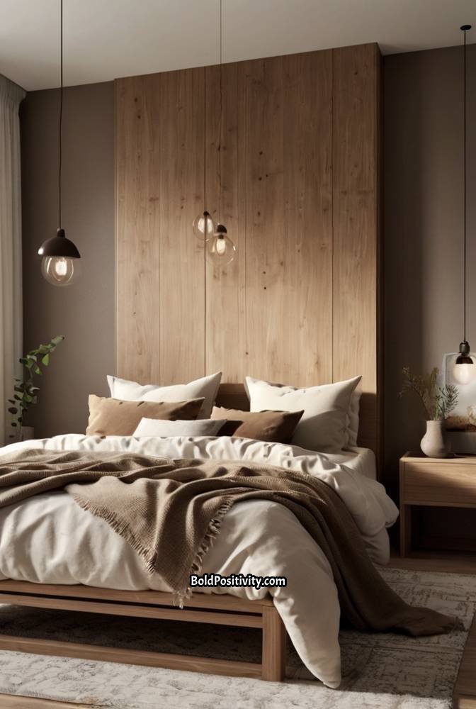 9. Chocolate Brown Bedroom with Scandinavian Simplicity